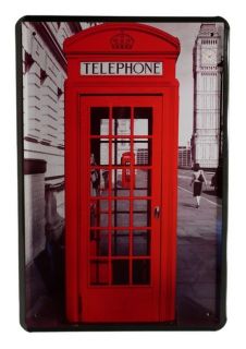 rote Telefonzelle London Big Ben 20 x 30cm Metallschild 95