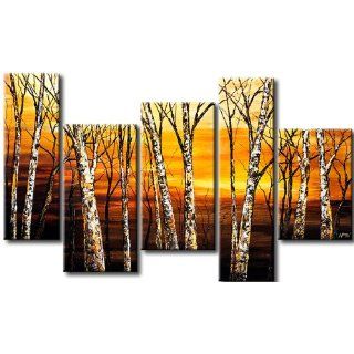 HANDGEMALT  Bild auf LEINWAND + 5 teilig + Wald Landschaften Baum