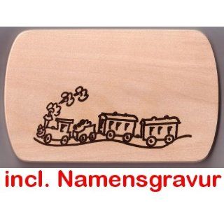 Frühstücksbrett Brotzeitbrett Eisenbahn 24 x 15 cm Holzbrett mit