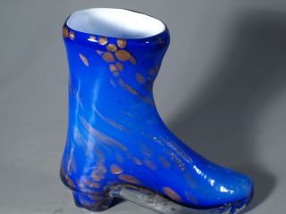 Vase Tischvase Glas Schuhform Schuh aus Glas blau