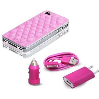 4in1 iPhone SET Deluxe Ledertasche Pink Elektronik