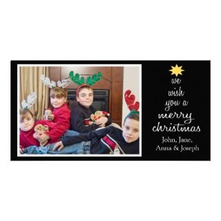 We Wish You A Merry Christmas Photocards (Black) Customized Photo Card
