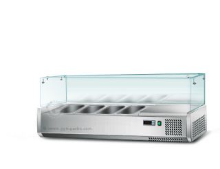 AGS124] Kühlaufsatzvitrine 1,2x0,4m/ Kühlaufsatz, Pizzatisch
