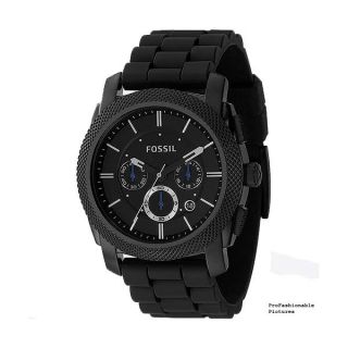 NEW 2012 FOSSIL BLACK CHRONOGRAPH STAINLESS STEEL/SILICONE FS4487 MEN