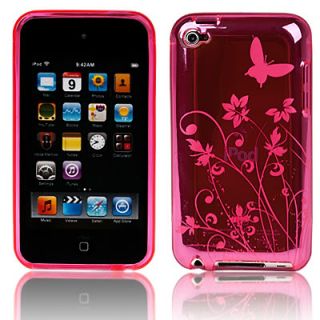 FOR APPLE IPOD TOUCH 4 4TH GEN HOT PINK FLOWER SILICONE GEL SKIN CASE