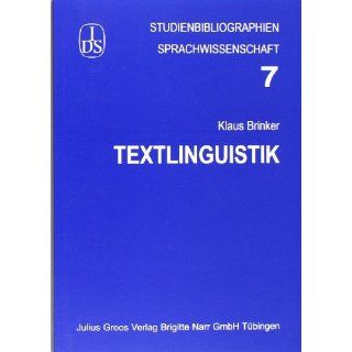 Textlinguistik Klaus Brinker Bücher