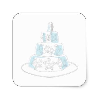 Three Tiered Wedding Cake with Snowflake Trim Stickers