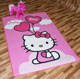 Teppich Kinder Sanrio Hello Kitty Ballons Herzen rosa 95x133cm
