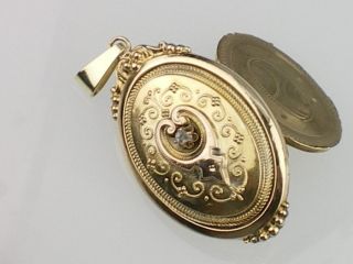 Biedermeier um 1840,585 Gelb Gold Diamant Rose Medaillon,Trachten