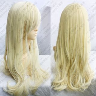 153 Light Blonde Long wavy curly cosplay wig 80cm