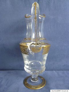 Saint Louis Krug Karaffe Kristall Glas Thistle Gold Handarbeit