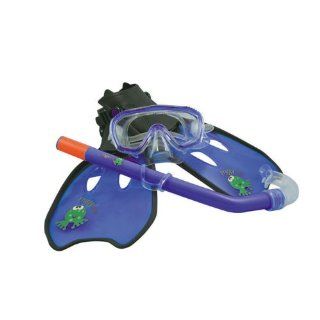 Kinder Tauchset Flossen Taucherbrille Schnorchel Froggy blau 