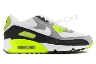 Nike Air Max 90 307793 046 New Kids Youth GS Black White Volt Casual