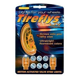Blinkende LED Ventilkappen TIREFLYS UV Orange, Set mit 2 Tirefly und