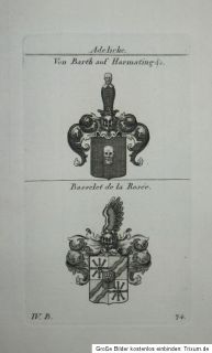 1821 Wappen Adelige Von Barth auf Harmating und Basselet de la Rosee 2