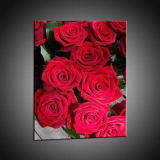 Kunstdruck Schöne rote Rosen Bilder auf Leinwand in 90x125 cm 