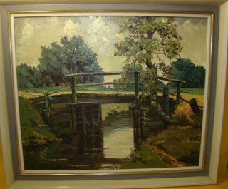 (1889 1969) Brücke im Teufelsmoor, Öl/Leinen, 189/13110