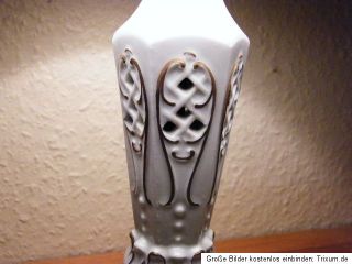 Wunderschöne PLAUE Schierholz Porzellan Lampe + Porzellan Schirm 45cm