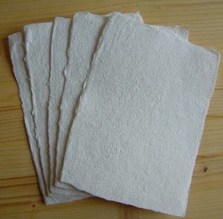 Echt handgeschöpft Büttenpapier, Künstlerpapier, naturweiß, 5 Bl