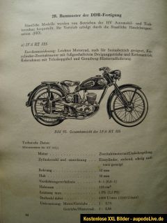 1955 DDR Motorrad Buch AWO 425 BK 350 EMW R35 IFA RT 125 Jawa