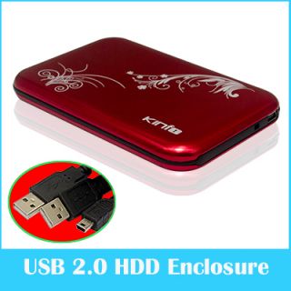 New Red USB 2.0 2.5 Sata Hard Disk HDD Enclosure Case