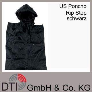 US Poncho Rip Stop schwarz,Gr.144x223cm,Nähte verschweißt, 100 %
