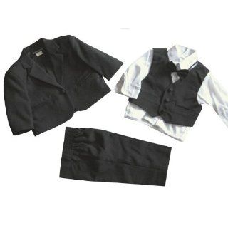 5tlg. Taufanzug Baby Anzug uni schwarz glänzend
