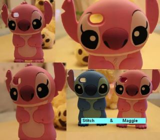iPhone 4 4S 4G New Cute Disney PINK Stitch Maggie 3D hard case cover