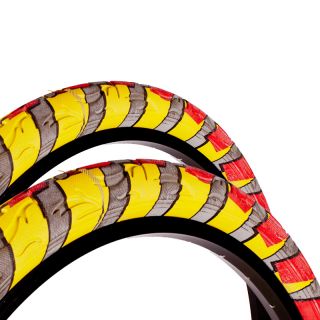 2x Sweetskinz Hazarea Fahrrad Reifen 26 x 2,125 57 559 rot gelb Reflex
