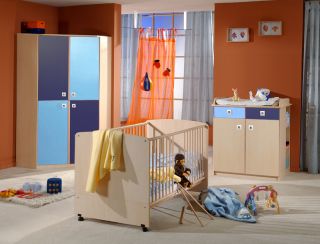 NEU* Kinderzimmer Eckkleiderschrank Ahorn Nb.   blau Jugendzimmer
