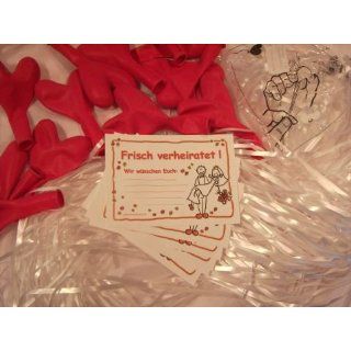 Ballonflugkarten Set Herzballons rot, Verschlüsse, Flugkarten