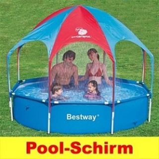 Bestway Kinder Splash Pool Steel Frame Pool mit Sonnenschirm UV
