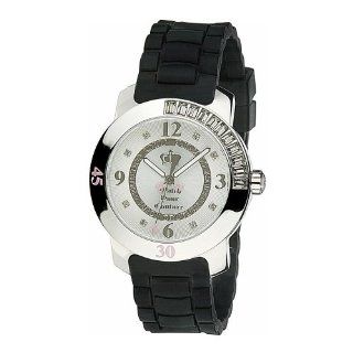Juicy Couture Ladies Black Rubber Strap Stainless Steel Case Watch