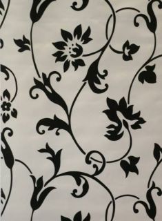 /Schiebegardine/Flächenvorhang Weiß Schwarz Blumen 245 x 60 cm