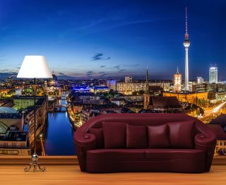 Fototapete Berlin Skyline Nacht Nr.290 Größe 420x270cm Fernsehturm