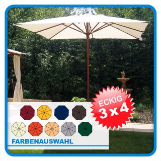 Sonnenschirm, Landhausschirm, Terassenschirm 3 x 4 m eckig Farbwahl