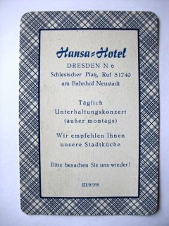 DDR Taschenkalender 1960 Hansa Hotel Dresden ( 316