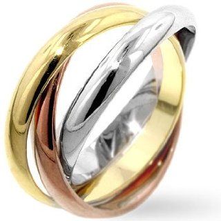 Eleganter verschwungener Tricolor Ring aus 14 Karat Weiß , Gelb  und