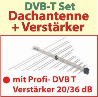 DVB T Dach Antenne mit 20/36 dB Verstärker; Profi   Set