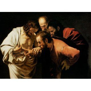 Kunstdruck (50 x 39, Caravaggio) von Der ungläubige Thomas, weißer