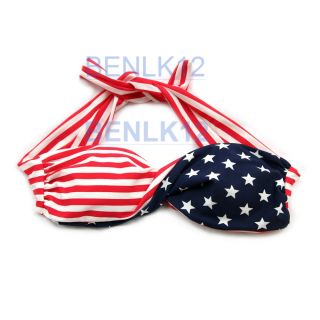 SB11 Sexy Padded Swimsuit Swimwear USA Flag Twisted Bikini, +UK First