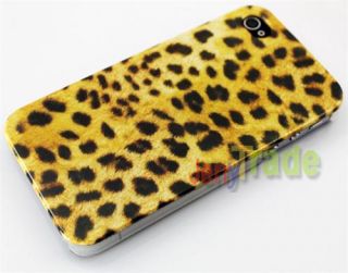 Golden Leopard Cheetah Pattern Back Case Cover Protector for iPhone 4