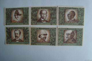 Notgeld Deutsche Kolonien 6x 75 Pfennig 1921 Kolonialgedenktag Kpl