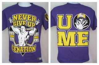 John Cena Never Give Up WWE Purple T shirt NEW