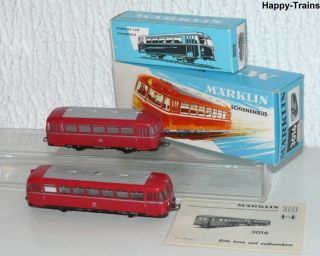 Maerklin 3016 Schienenbus VT 795 299 7 4018 Beiwagen VB 142071 OVP H0