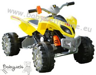 12V Kinder Elektro Auto Quad Raptor Style 60W gelb mit stärkerem
