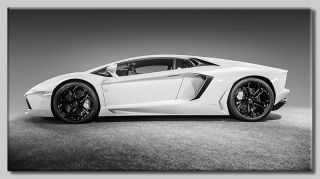 Leinwand Bild Lamborghini Aventador Sportwagen Schwarzweiß Kult