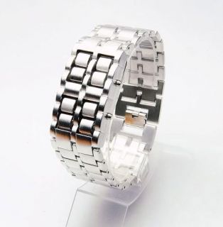 LAVA Iron Samurai Uhr Binär LED Armbanduhr Uhr Silber B