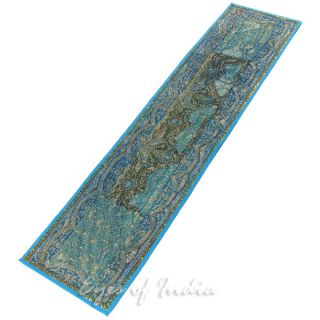 Wandbehang Blau Indisch Wandteppich Läufer Indien Ethnisch Vintage