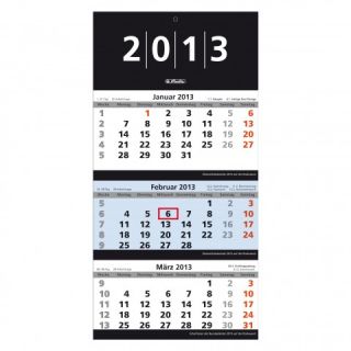 Dreimonatskalender 3 Monats Wandkalender 2013 330 x 670 mm von Herlitz